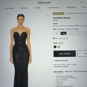 Nookie Lumiere Gown Size Small Black Sequin NWOT